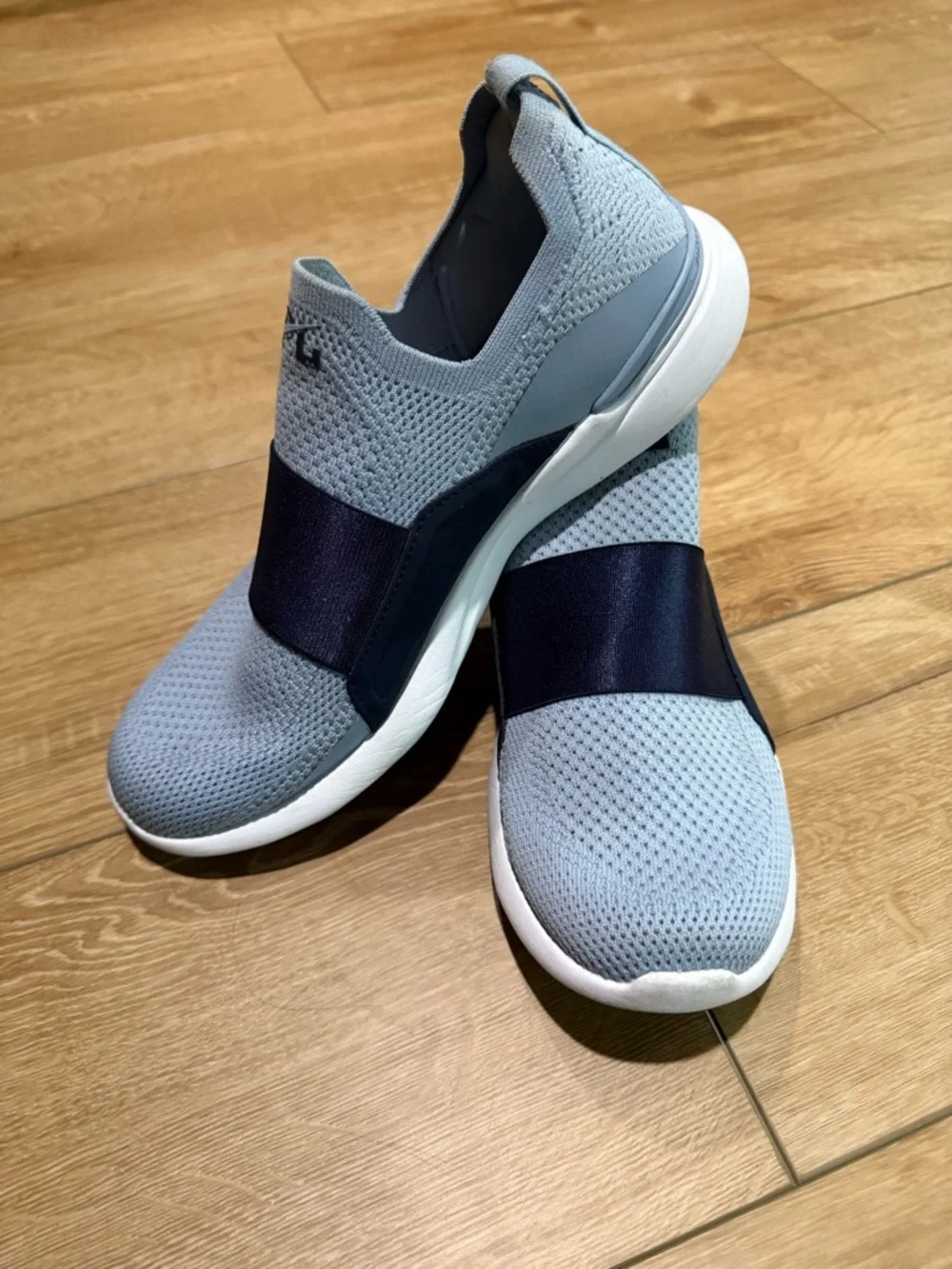 APL Men's Slip-On Knit Sneaker in Light Blue with Black Strap - Picture 2 of 3